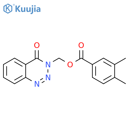 (4-oxo-3,4-dihydro-1,2,3-benzotriazin-3-yl)methyl 3,4-dimethylbenzoate structure