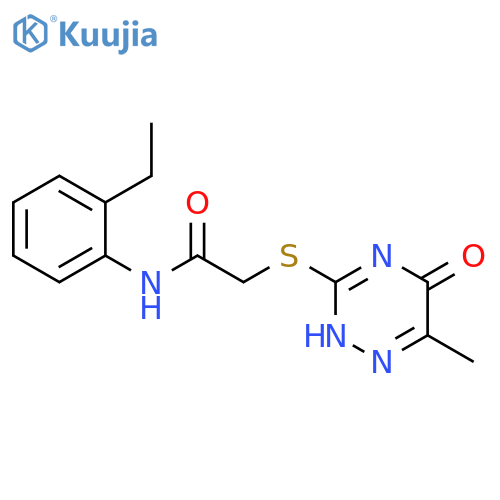 N-(2-ethylphenyl)-2-(6-methyl-5-oxo-4,5-dihydro-1,2,4-triazin-3-yl)sulfanylacetamide structure