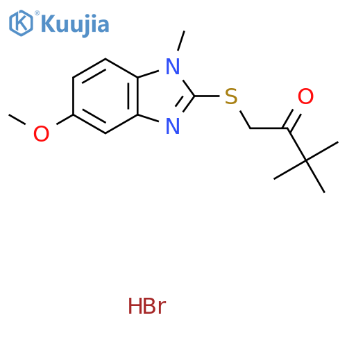 1-[(5-methoxy-1-methyl-1H-benzimidazol-2-yl)thio]-3,3-dimethyl-2-butanone hydrobromide structure
