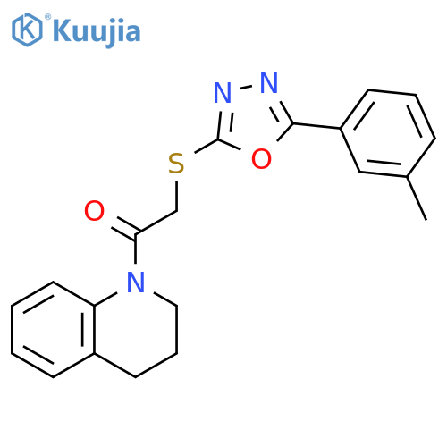 2-{5-(3-methylphenyl)-1,3,4-oxadiazol-2-ylsulfanyl}-1-(1,2,3,4-tetrahydroquinolin-1-yl)ethan-1-one structure