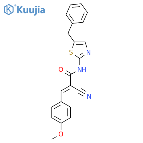(2E)-N-(5-benzyl-1,3-thiazol-2-yl)-2-cyano-3-(4-methoxyphenyl)prop-2-enamide structure