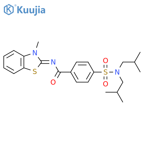 4-bis(2-methylpropyl)sulfamoyl-N-(2E)-3-methyl-2,3-dihydro-1,3-benzothiazol-2-ylidenebenzamide structure