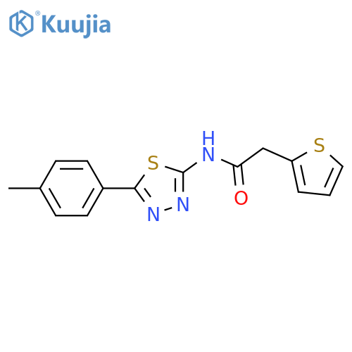 N-5-(4-methylphenyl)-1,3,4-thiadiazol-2-yl-2-(thiophen-2-yl)acetamide structure