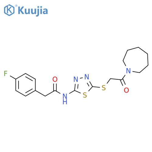 N-(5-{2-(azepan-1-yl)-2-oxoethylsulfanyl}-1,3,4-thiadiazol-2-yl)-2-(4-fluorophenyl)acetamide structure