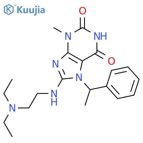 8-{2-(diethylamino)ethylamino}-3-methyl-7-(1-phenylethyl)-2,3,6,7-tetrahydro-1H-purine-2,6-dione structure
