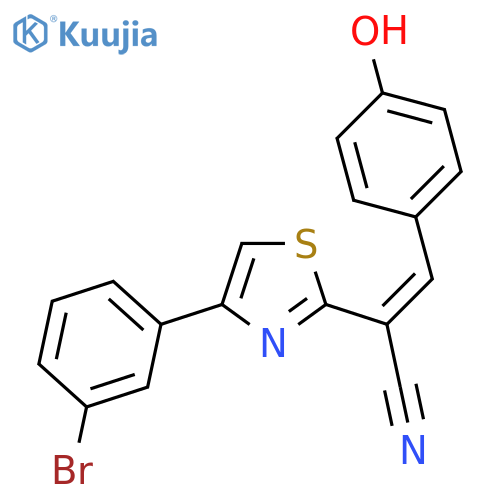 (2Z)-2-4-(3-bromophenyl)-1,3-thiazol-2-yl-3-(4-hydroxyphenyl)prop-2-enenitrile structure