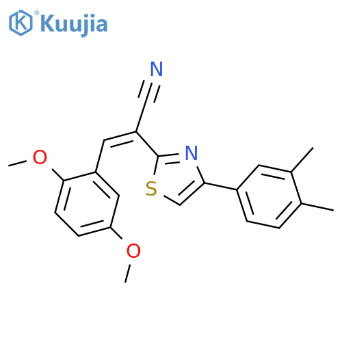 (2Z)-3-(2,5-dimethoxyphenyl)-2-4-(3,4-dimethylphenyl)-1,3-thiazol-2-ylprop-2-enenitrile structure