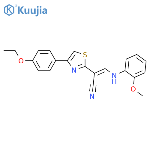 (2E)-2-4-(4-ethoxyphenyl)-1,3-thiazol-2-yl-3-(2-methoxyphenyl)aminoprop-2-enenitrile structure