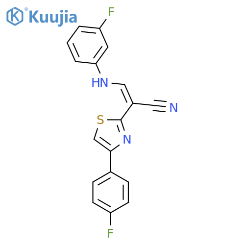 (2Z)-2-4-(4-fluorophenyl)-1,3-thiazol-2-yl-3-(3-fluorophenyl)aminoprop-2-enenitrile structure