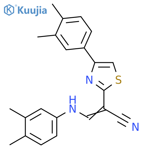 (2E)-2-4-(3,4-dimethylphenyl)-1,3-thiazol-2-yl-3-(3,4-dimethylphenyl)aminoprop-2-enenitrile structure