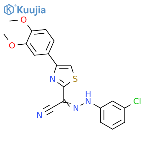 (Z)-N-(3-chlorophenyl)-4-(3,4-dimethoxyphenyl)-1,3-thiazole-2-carbohydrazonoyl cyanide structure