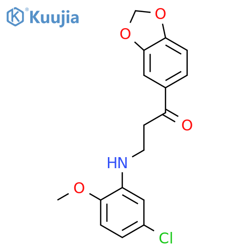 1-(1,3-BENZODIOXOL-5-YL)-3-(5-CHLORO-2-METHOXYANILINO)-1-PROPANONE structure