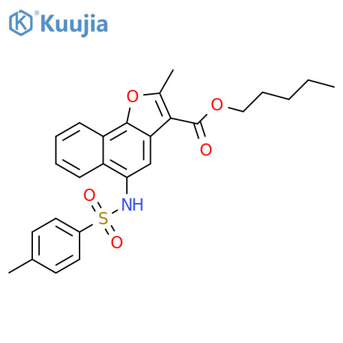 pentyl 2-methyl-5-(4-methylbenzenesulfonamido)naphtho1,2-bfuran-3-carboxylate structure