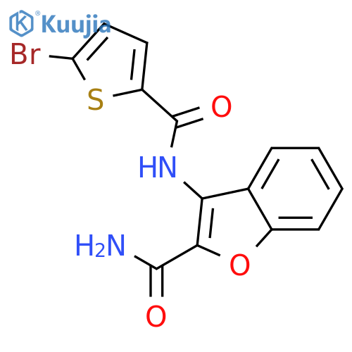 3-(5-bromothiophene-2-amido)-1-benzofuran-2-carboxamide structure