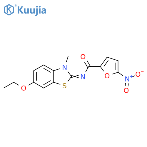 N-(2Z)-6-ethoxy-3-methyl-2,3-dihydro-1,3-benzothiazol-2-ylidene-5-nitrofuran-2-carboxamide structure