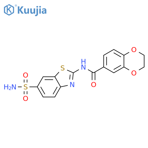 N-(6-sulfamoyl-1,3-benzothiazol-2-yl)-2,3-dihydro-1,4-benzodioxine-6-carboxamide structure