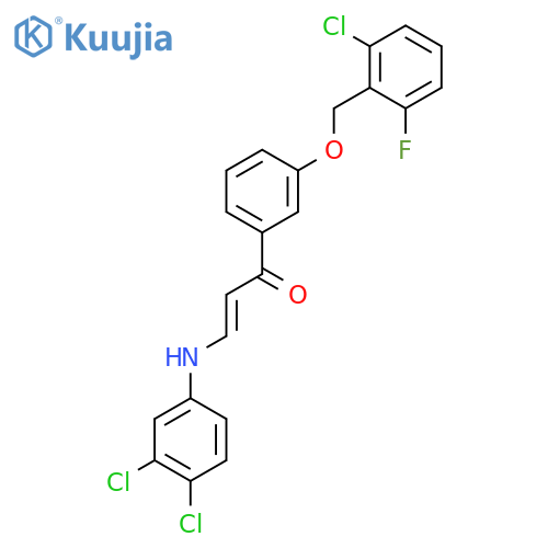 (E)-1-(3-[(2-CHLORO-6-FLUOROBENZYL)OXY]PHENYL)-3-(3,4-DICHLOROANILINO)-2-PROPEN-1-ONE structure