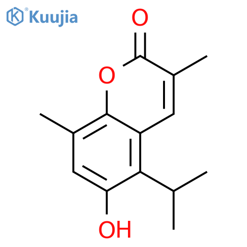 2H-1-BENZOPYRAN-2-ONE, 6-HYDROXY-3,8-DIMETHYL-5-(1-METHYLETHYL)- structure