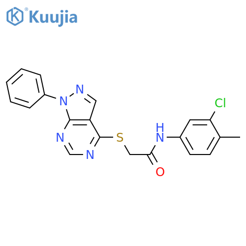N-(3-chloro-4-methylphenyl)-2-({1-phenyl-1H-pyrazolo3,4-dpyrimidin-4-yl}sulfanyl)acetamide structure