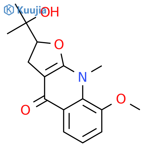 (2R)-2-(2-hydroxypropan-2-yl)-8-methoxy-9-methyl-3,9-dihydrofuro[2,3-b]quinolin-4(2H)-one structure
