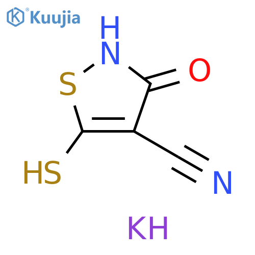 4-Isothiazolecarbonitrile, 2,3-dihydro-5-mercapto-3-oxo-, potassium salt (1:2) structure