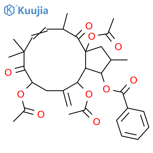 3,5,8,15-Tetrahydroxy-6(17),11-jatrophadiene-9,14-dione; (2α,3β,5α,8α,11E,13β,15β)-form, 3-Benzoyl, 5,8,15-tri-Ac structure