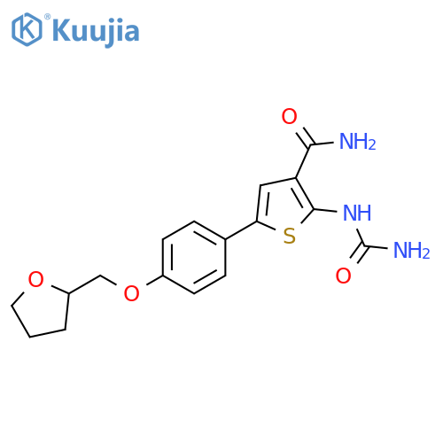 3-Thiophenecarboxamide,2-[(aminocarbonyl)amino]-5-[4-[(tetrahydro-2-furanyl)methoxy]phenyl]- structure