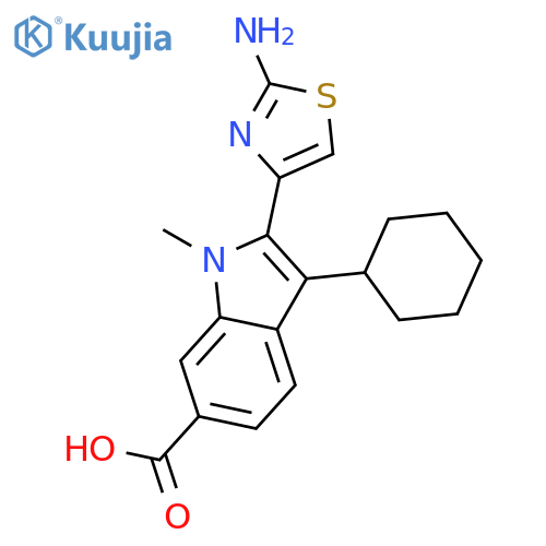1H-Indole-6-carboxylic acid,2-(2-amino-4-thiazolyl)-3-cyclohexyl-1-methyl- structure