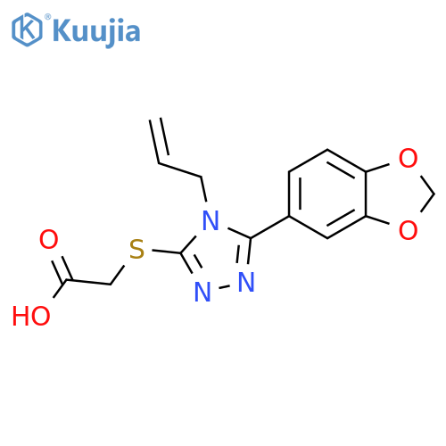 2-{5-(2H-1,3-benzodioxol-5-yl)-4-(prop-2-en-1-yl)-4H-1,2,4-triazol-3-ylsulfanyl}acetic acid structure