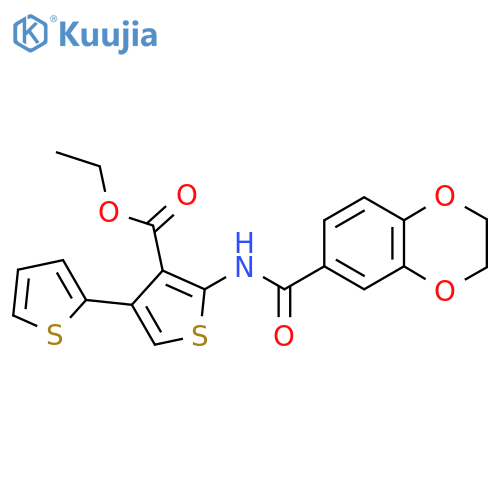 ethyl 5'-(2,3-dihydro-1,4-benzodioxine-6-amido)-2,3'-bithiophene-4'-carboxylate structure