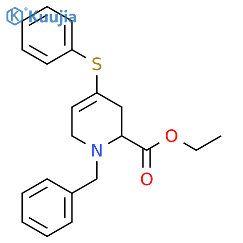 2-Pyridinecarboxylic acid,1,2,3,6-tetrahydro-1-(phenylmethyl)-4-(phenylthio)-, ethyl ester structure