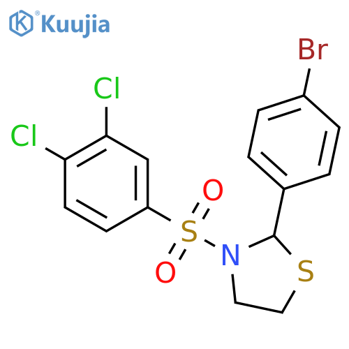 2-(4-bromophenyl)-3-(3,4-dichlorobenzenesulfonyl)-1,3-thiazolidine structure