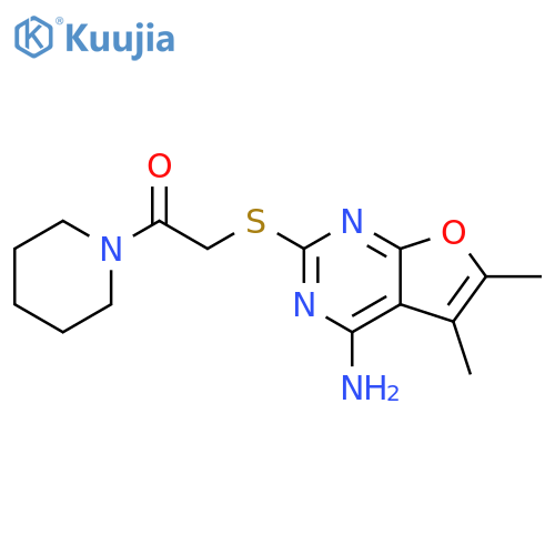 2-({4-amino-5,6-dimethylfuro2,3-dpyrimidin-2-yl}sulfanyl)-1-(piperidin-1-yl)ethan-1-one structure