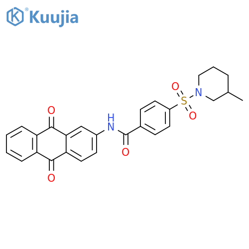 N-(9,10-dioxo-9,10-dihydroanthracen-2-yl)-4-(3-methylpiperidin-1-yl)sulfonylbenzamide structure