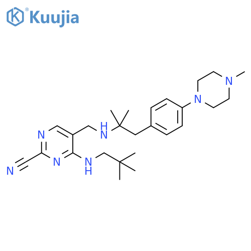 2-Pyrimidinecarbonitrile,5-[[[1,1-dimethyl-2-[4-(4-methyl-1-piperazinyl)phenyl]ethyl]amino]methyl]-4-[(2,2-dimethylpropyl)amino]- structure