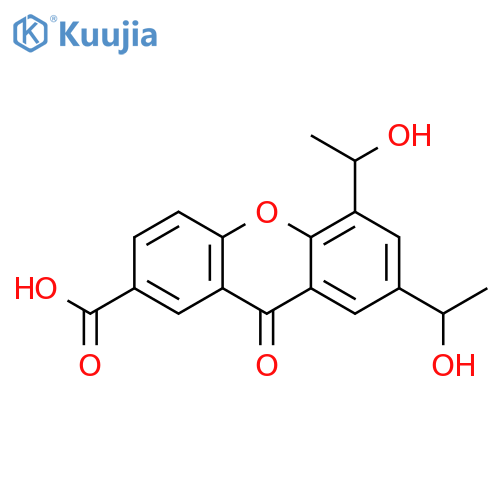 9H-Xanthene-2-carboxylic acid, 5,7-bis(1-hydroxyethyl)-9-oxo- structure
