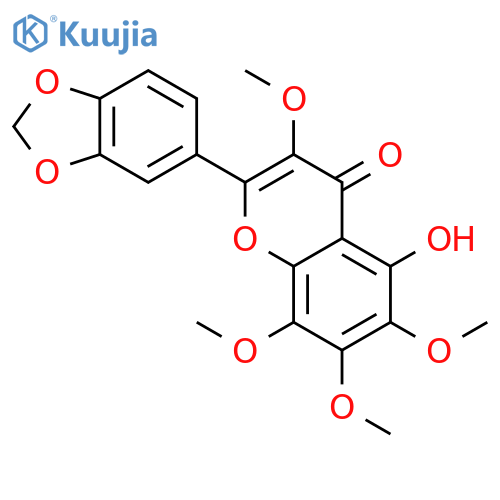2-benzo[1,3]dioxol-5-yl-5-hydroxy-3,6,7,8-tetramethoxy-chromen-4-one structure