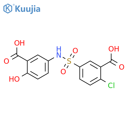 5-{[(3-carboxy-4-chlorophenyl)sulfonyl]amino-2-hydroxybenzoic acid structure