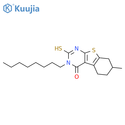 <br>2-Mercapto-7-methyl-3-octyl-5,6,7,8-tetrahydro-3H-benzo[4,5]thieno[2,3-d]py rimidin-4-one structure