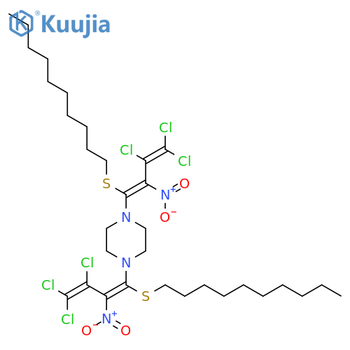 PIPERAZINE, 1,4-BIS[3,4,4-TRICHLORO-1-(DECYLTHIO)-2-NITRO-1,3-BUTADIENYL]- structure