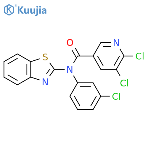 N-(1,3-benzothiazol-2-yl)-5,6-dichloro-N-(3-chlorophenyl)pyridine-3-carboxamide structure