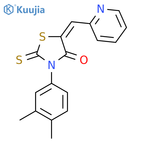 (5E)-3-(3,4-dimethylphenyl)-5-(pyridin-2-yl)methylidene-2-sulfanylidene-1,3-thiazolidin-4-one structure
