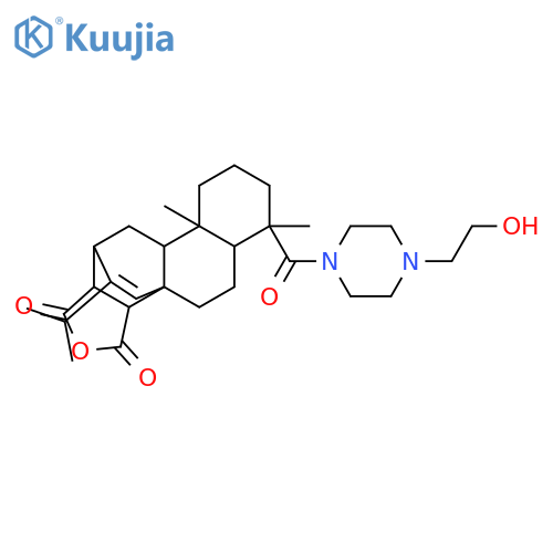 17-Noratis-15-ene-13,14-dicarboxylicacid, 18-[4-(2-hydroxyethyl)-1-piperazinyl]-16-(1-methylethyl)-18-oxo-, cyclicanhydride, (4a,8a,12a,13R,14R)- (9CI) structure