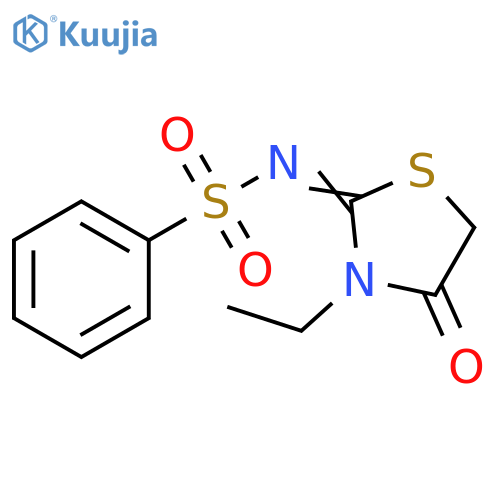 N-(2E)-3-ethyl-4-oxo-1,3-thiazolidin-2-ylidenebenzenesulfonamide structure