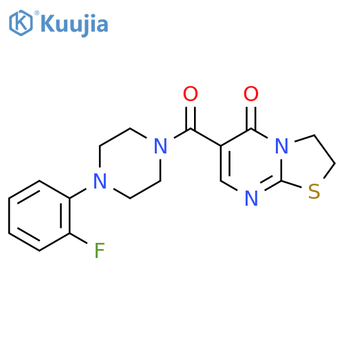6-4-(2-fluorophenyl)piperazine-1-carbonyl-2H,3H,5H-1,3thiazolo3,2-apyrimidin-5-one structure