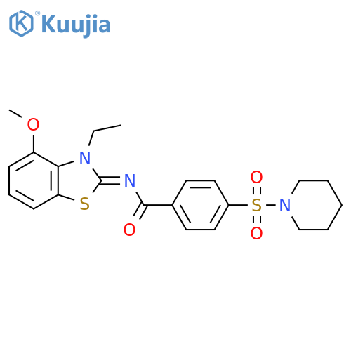 N-[(2Z)-3-ethyl-4-methoxy-2,3-dihydro-1,3-benzothiazol-2-ylidene]-4-(piperidine-1-sulfonyl)benzamide structure