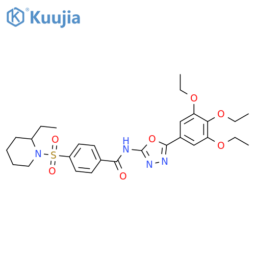 4-[(2-ethylpiperidin-1-yl)sulfonyl]-N-[5-(3,4,5-triethoxyphenyl)-1,3,4-oxadiazol-2-yl]benzamide structure