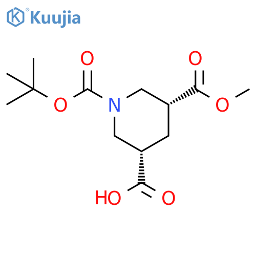 (3S,5R)-1-[(tert-butoxy)carbonyl]-5-(methoxycarbonyl)piperidine-3-carboxylic acid structure