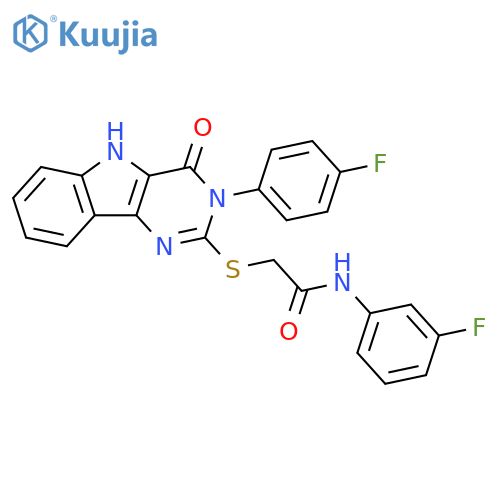 N-(3-fluorophenyl)-2-{3-(4-fluorophenyl)-4-oxo-3H,4H,5H-pyrimido5,4-bindol-2-ylsulfanyl}acetamide structure