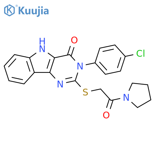 3-(4-chlorophenyl)-2-{[2-oxo-2-(pyrrolidin-1-yl)ethyl]sulfanyl}-3H,4H,5H-pyrimido[5,4-b]indol-4-one structure